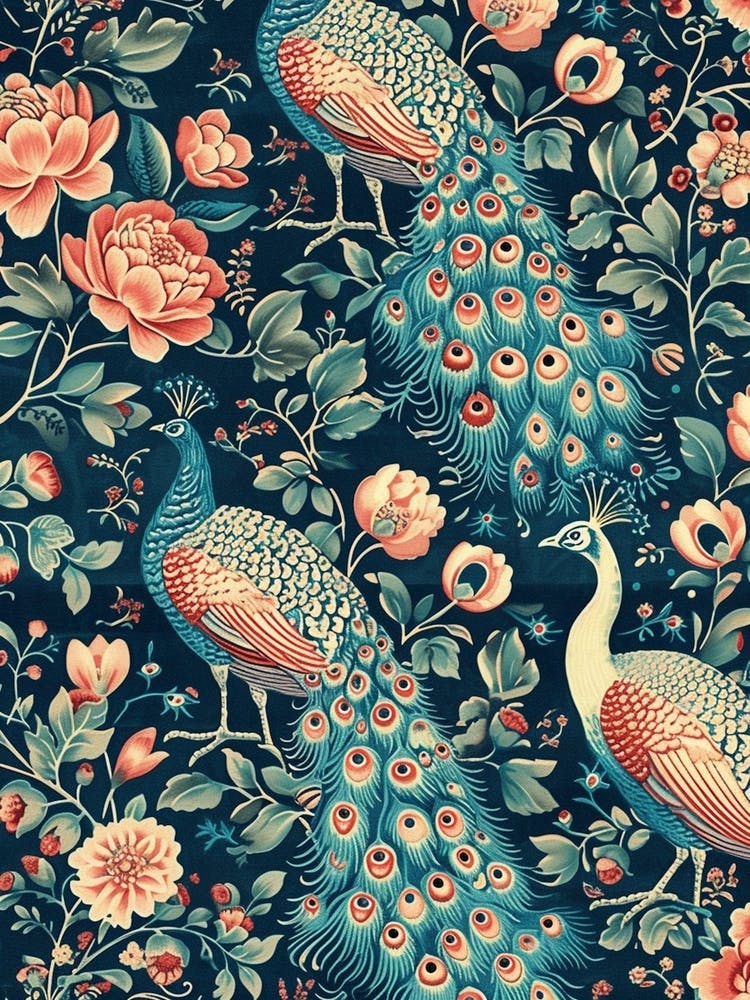 Peacock Blue & Pink Pattern
