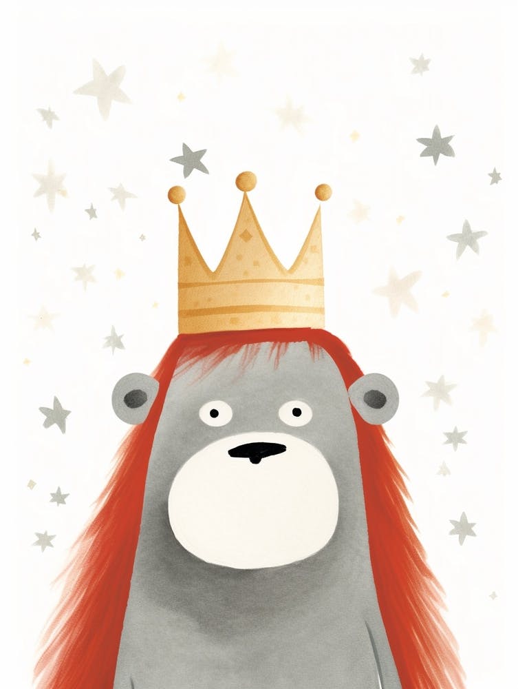 Little Orangutan 3 Wearing A Crown