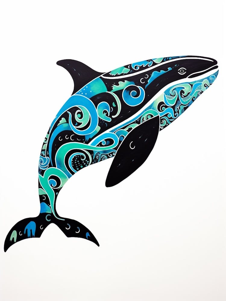 Orca Whale Aqua Pattern 1