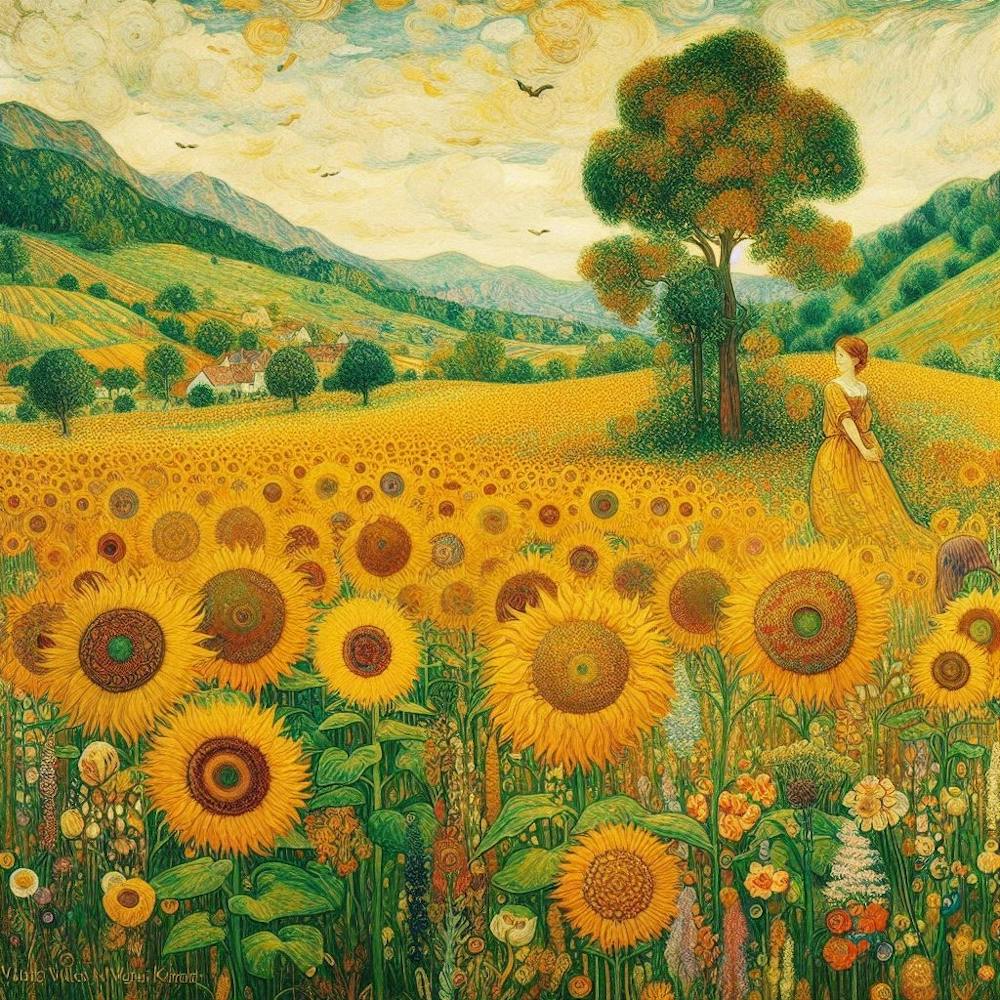 gustav klimt sunflowers in the meadow art 6