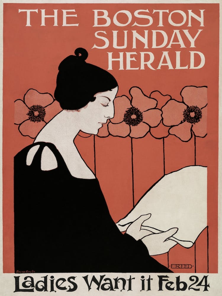 The Boston Sunday Herald Jugendstil-Poster