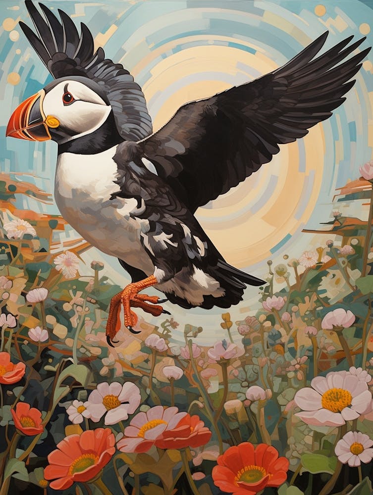 Puffin Detailed Bird Painting