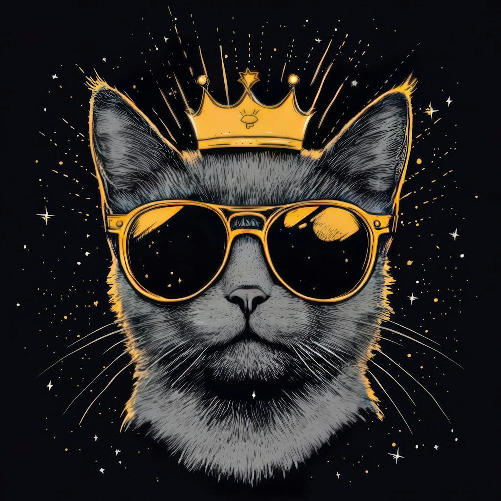 Design Featuring A Gray Cat With Golden.Generated AI. Wall 1