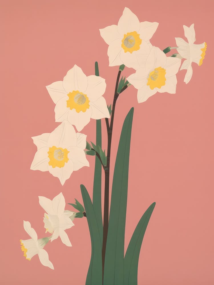 Narcissi Flower Big Bold Illustration 1