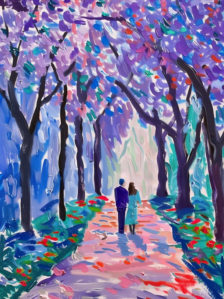 Jacaranda Trees Oil Painting