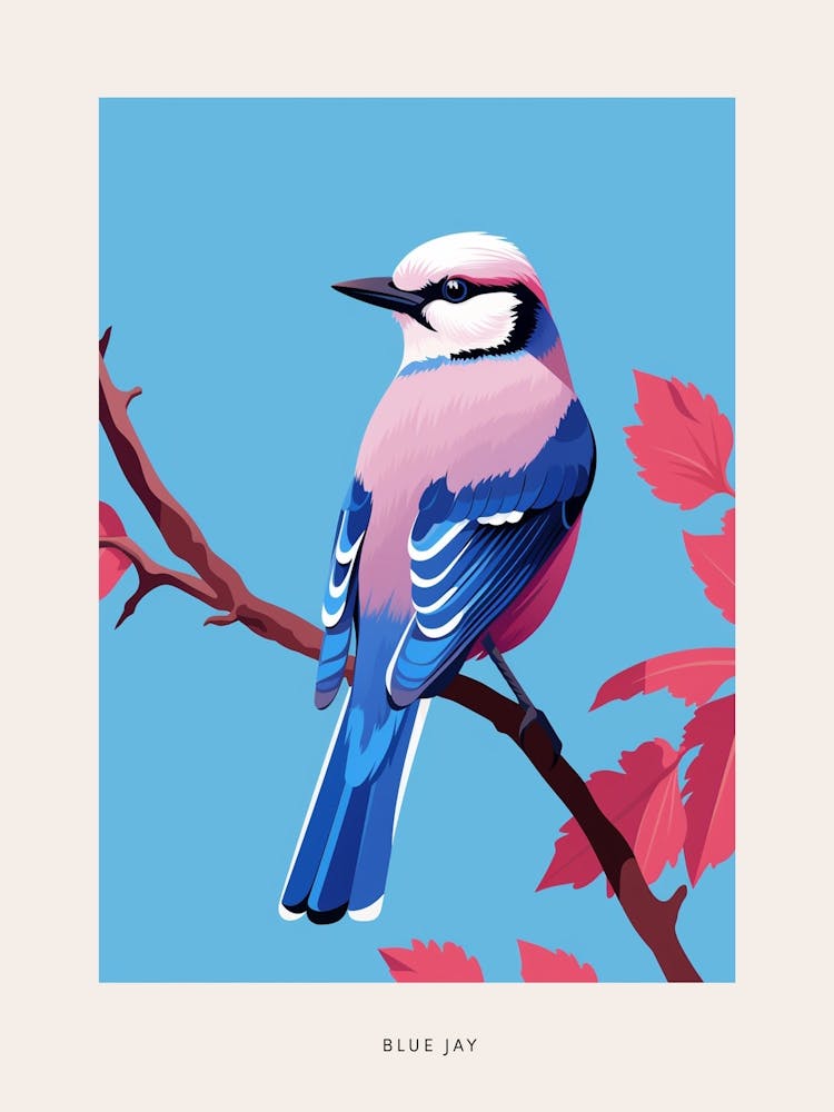 Minimalist Blue Jay 1 Bird Poster