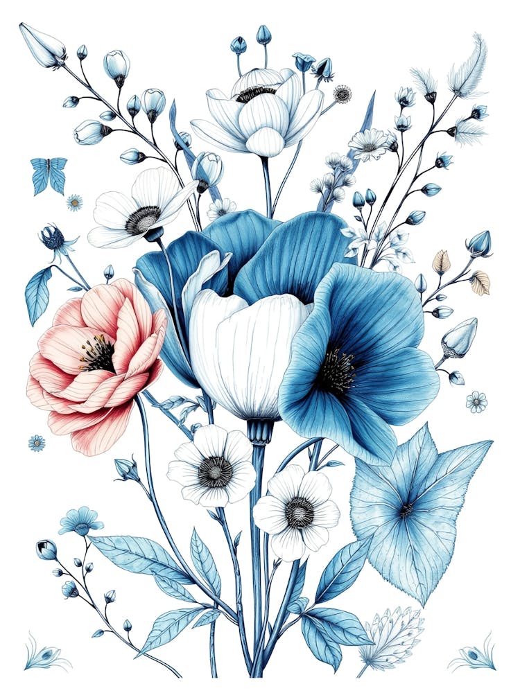 Blue And White Flowers