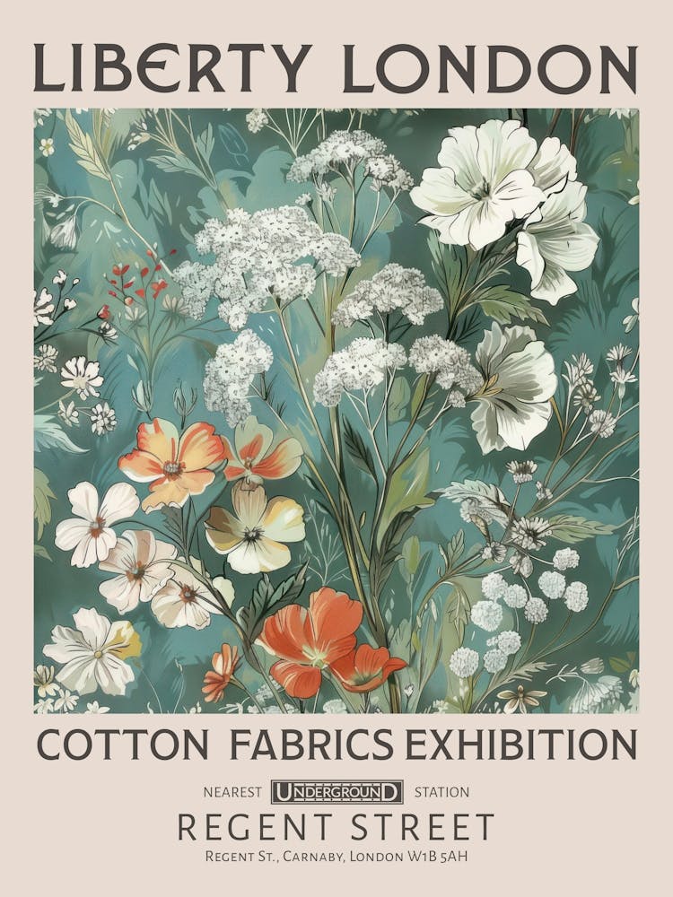 Liberty London Print William Morris Textiles White Orange Flowers
