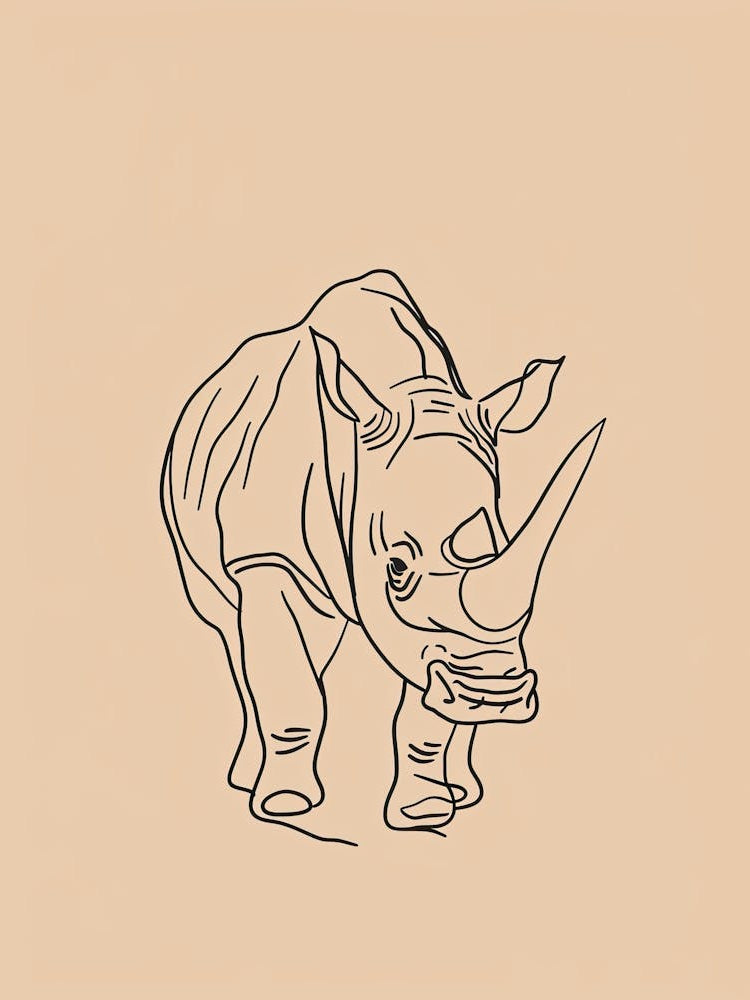 Rhinoceros - Boho, Line Art