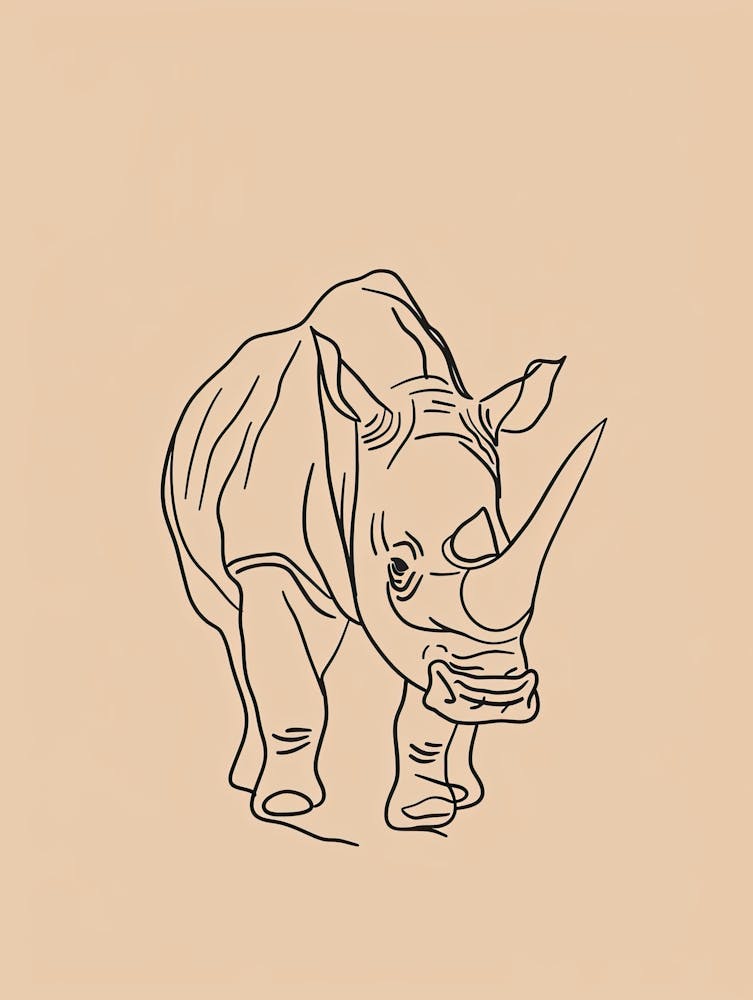 Nashorn - Boho, Linienkunst