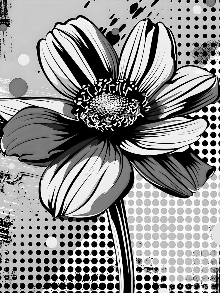 Black And White Flower 45