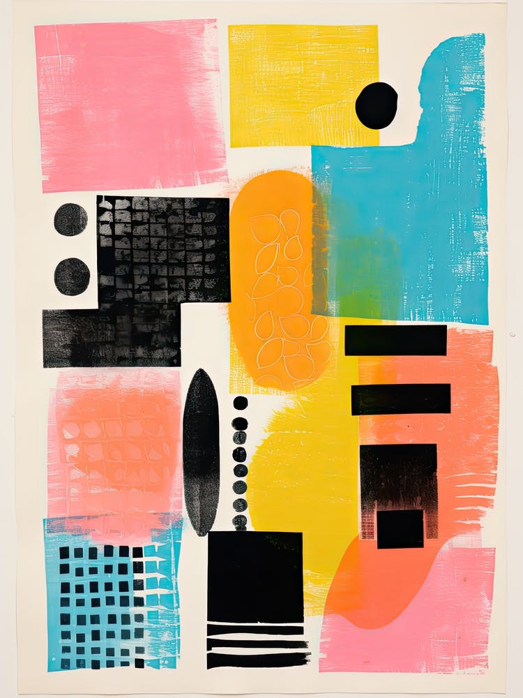A House In Costwolds, Abstract Risograph Style 1