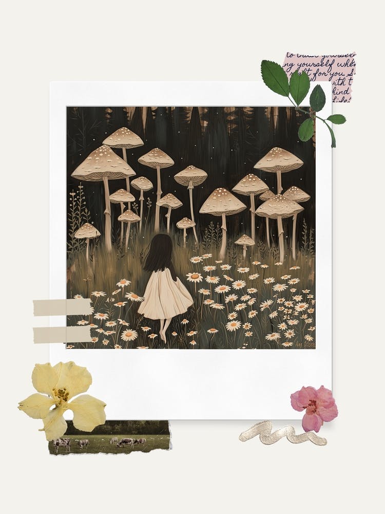 Scrapbook Wild Mushrooms Fairycore Painting 1