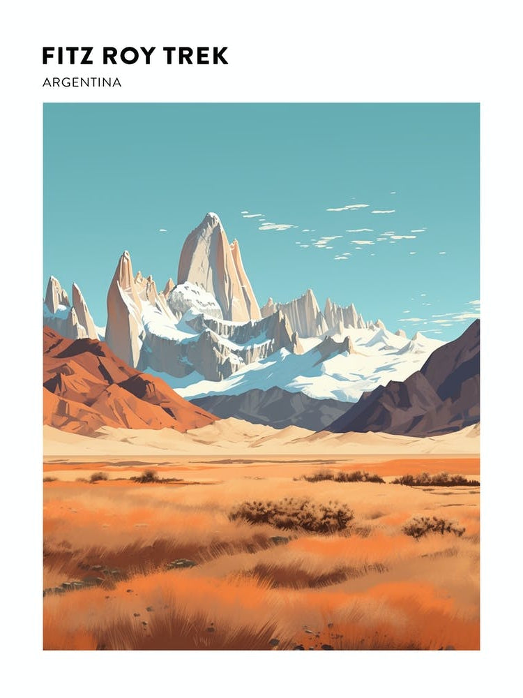 Fitz Roy Trek Argentina 4 Hiking Trail Landscape Poster