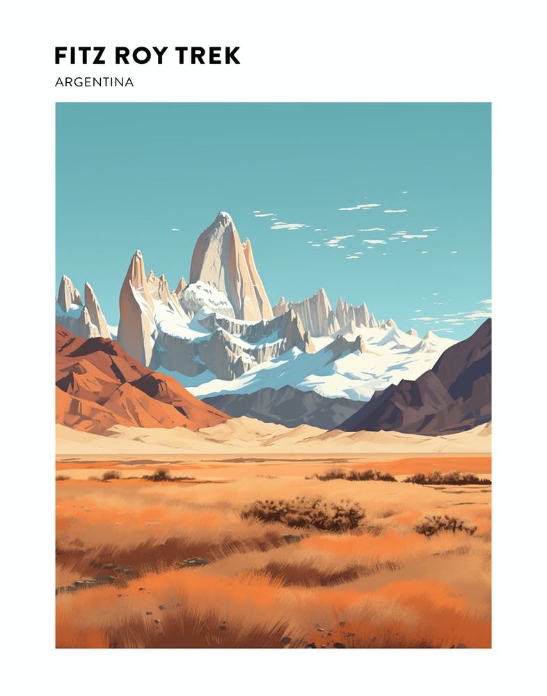 Fitz Roy Trek Argentina 4 Hiking Trail Landscape Poster