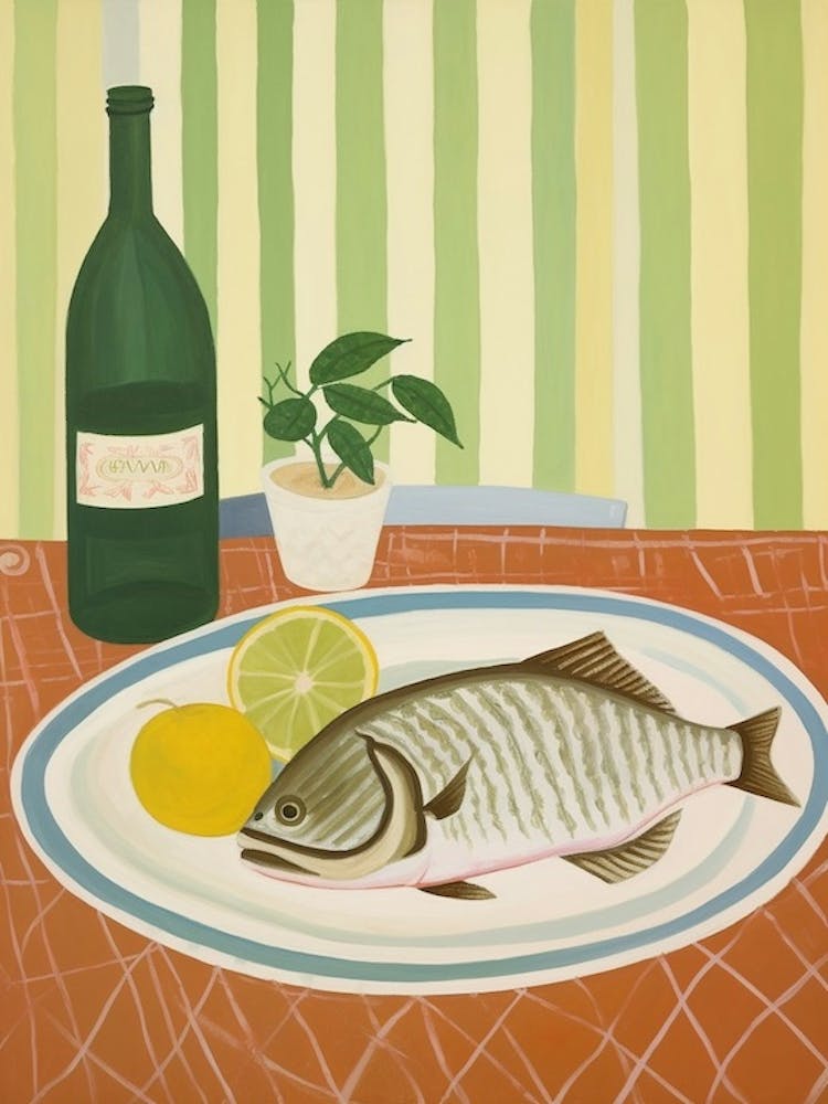 Halibut 2 Italian Still Life Painting