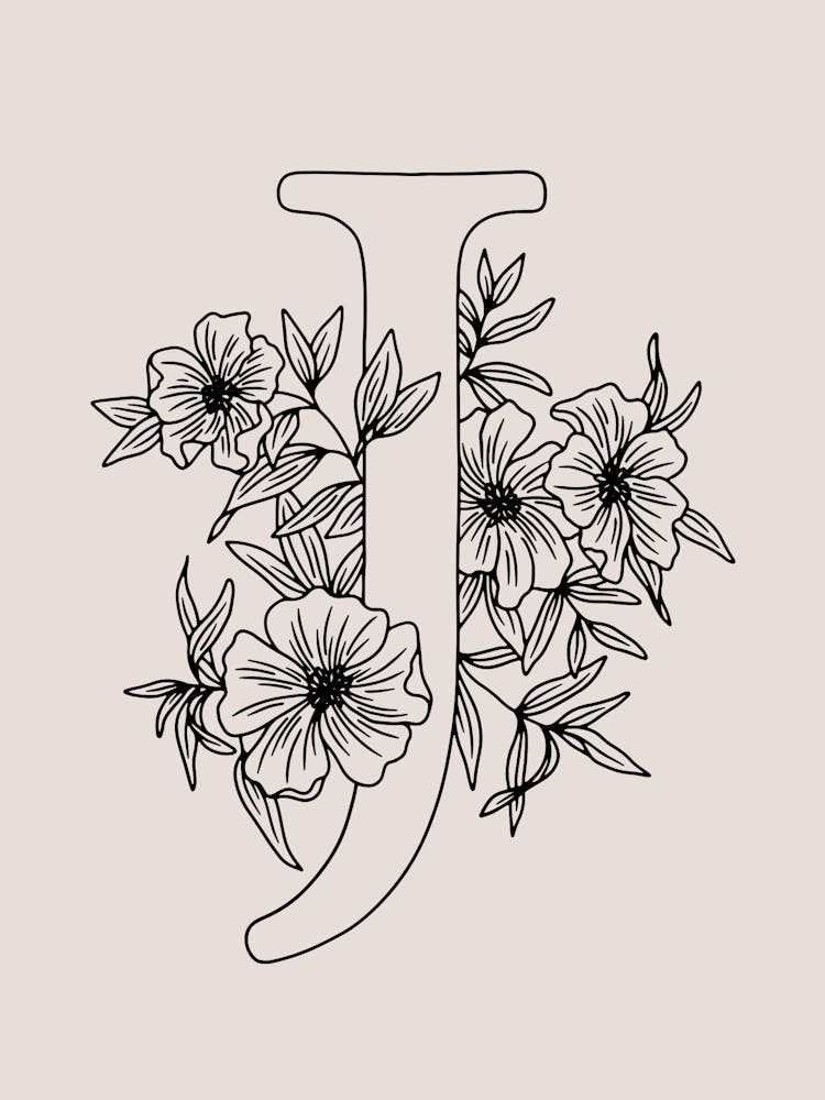 J FLORAL INITIAL