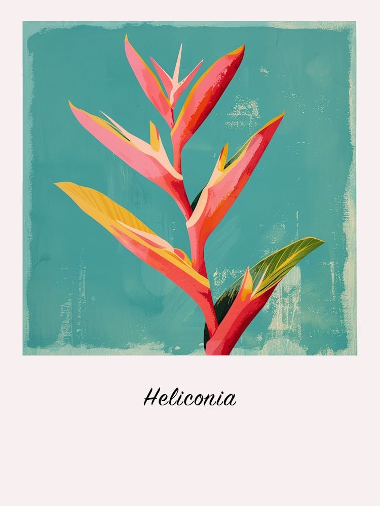 Heliconia 3 Square Flower Illustration Poster