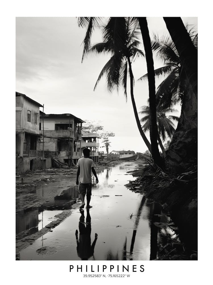 Poster Of Philippines, Black And White Analogue Photograph 1