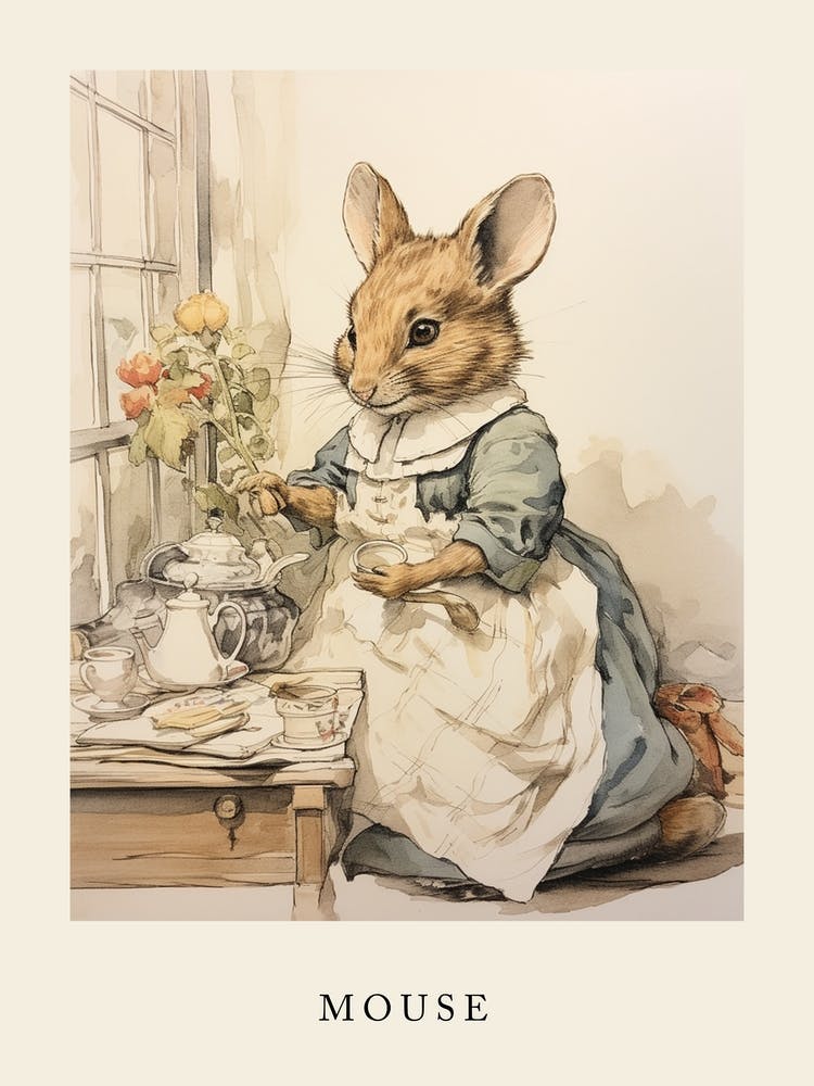 Beatrix Potter Inspired  Animal Watercolour Mouse