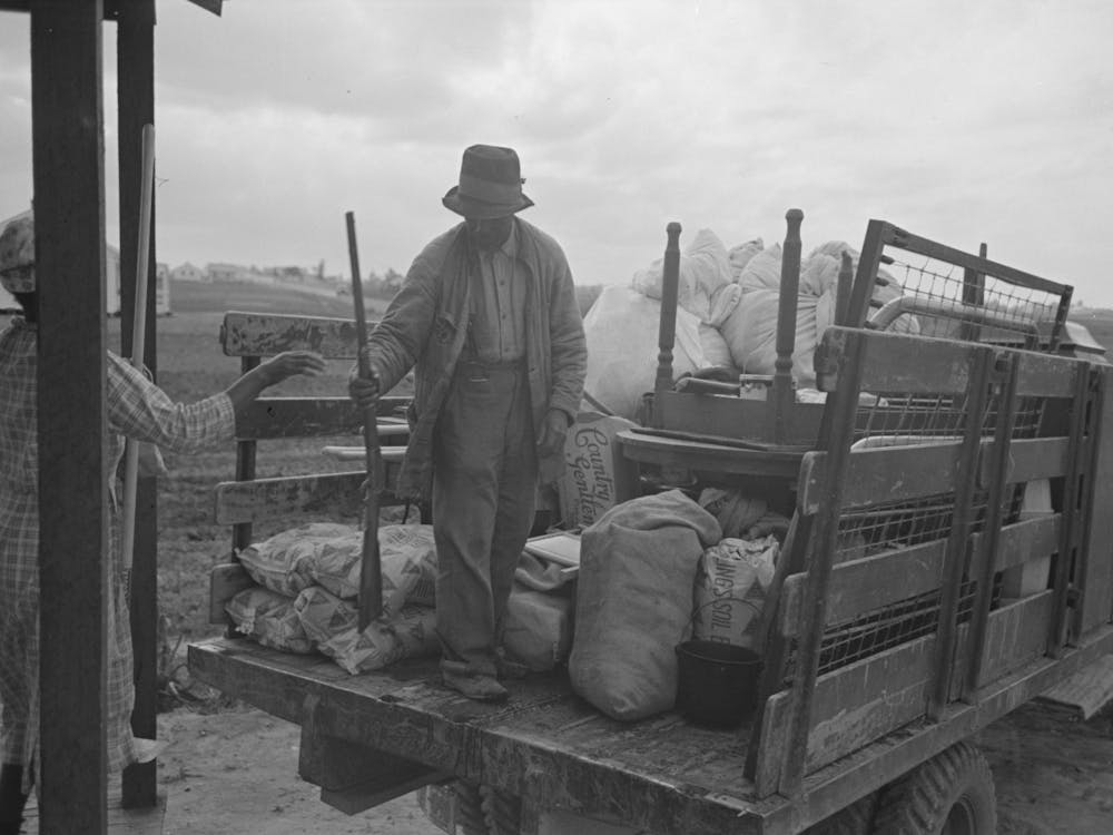 Untitled Photo, Possibly Related To Southeast Missouri Farms, Loading Truck In Process Of Moving Fsa (Farm