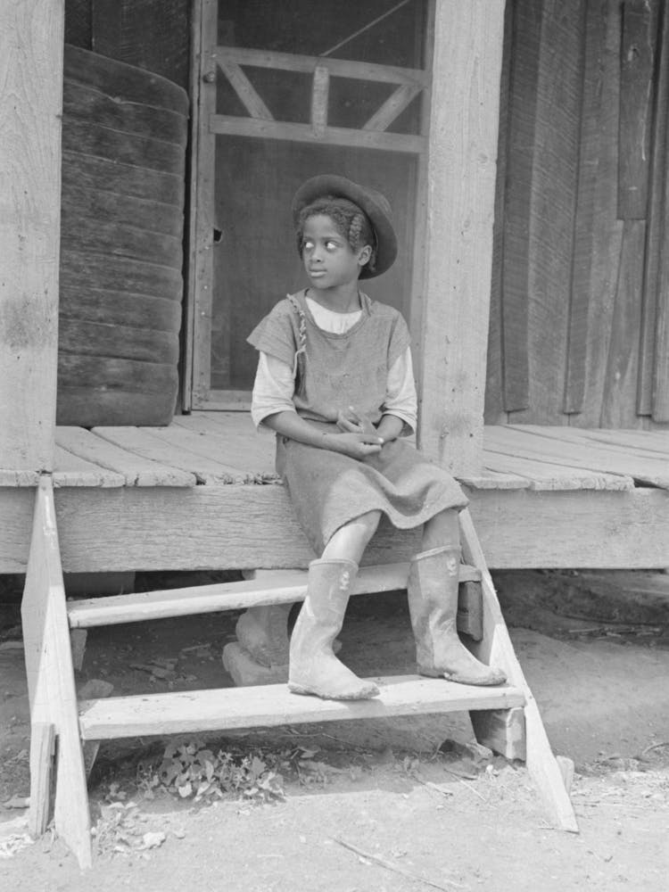 Untitled Photo, Possibly Related To Daughter Of Sharecropper On Steps Of Front Porch, New Madrid County
