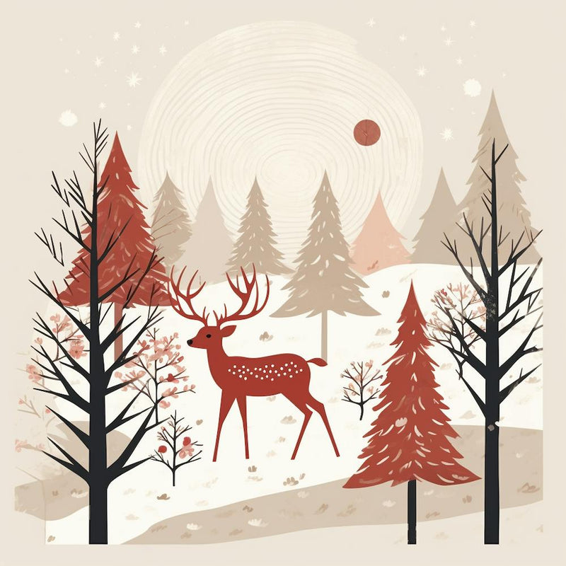 Christmas Deer In The Forest