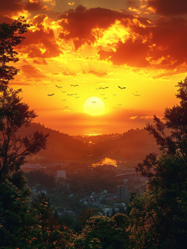 Sunset Over The Mountains