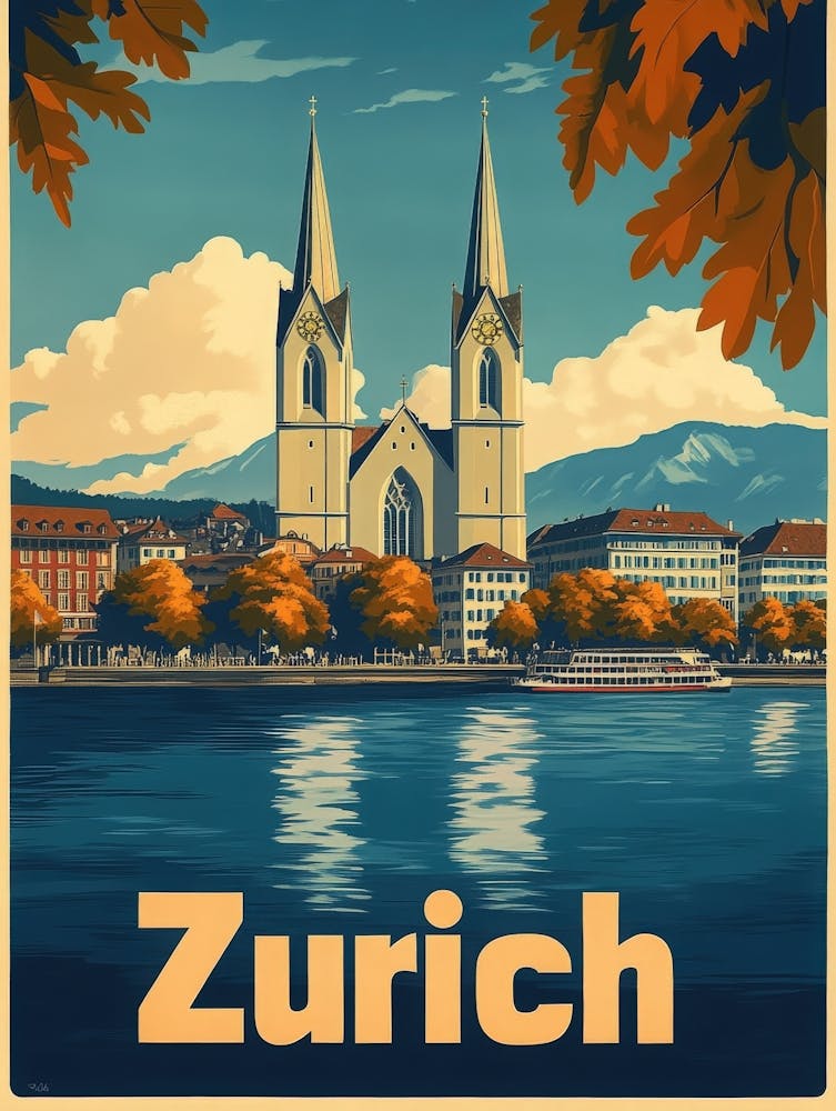 Aihrgdesign A Vintage Travel Poster Of Zurich 1