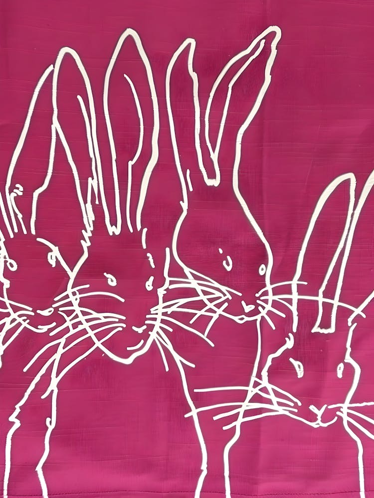 Rabbits On A Pink Background