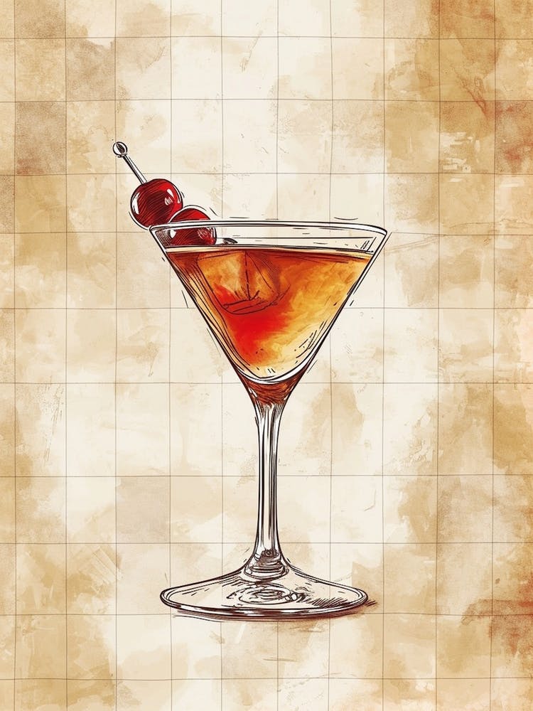 Cocktail In A Martini Glass On A Tiled Background 1