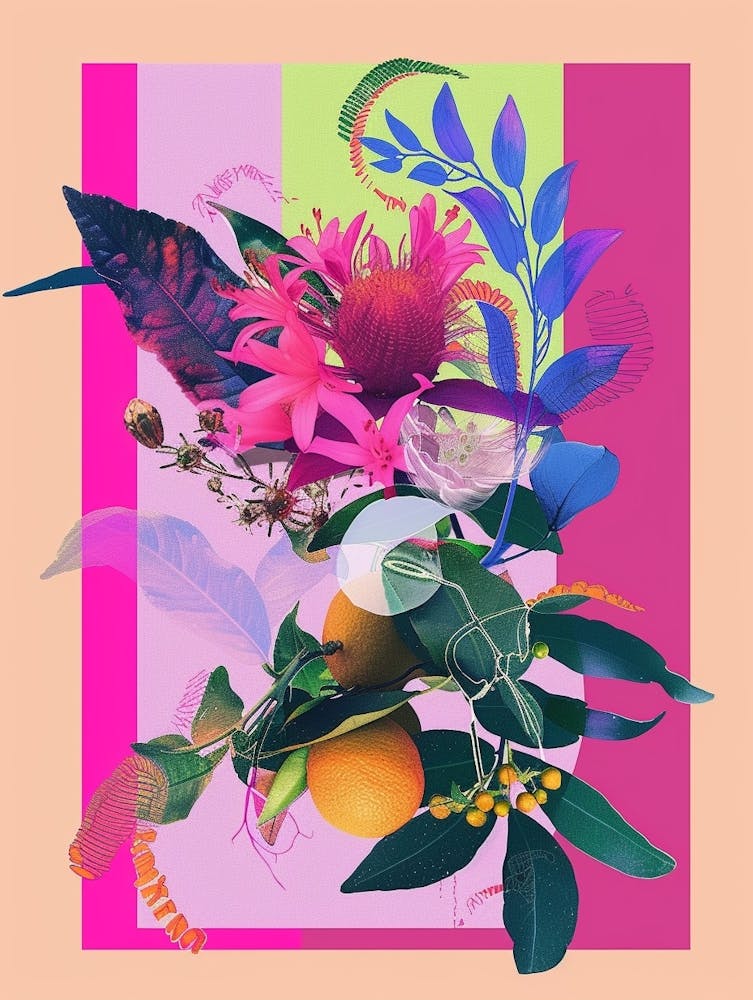 Bergamot 2 Neon Flower Collage
