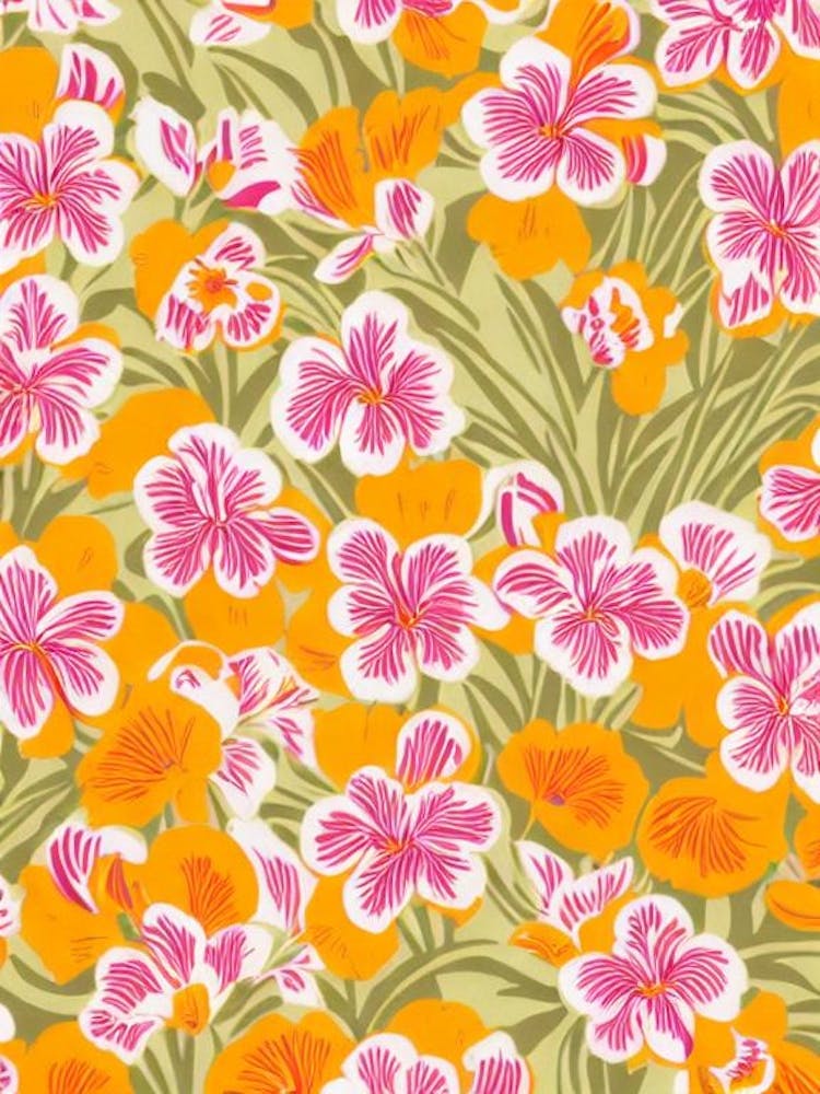 Iris Floral Print Retro Pattern 1 Flower