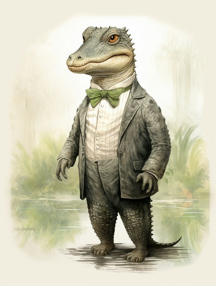 Märchenbuch-Tier Aquarell-Alligator 1