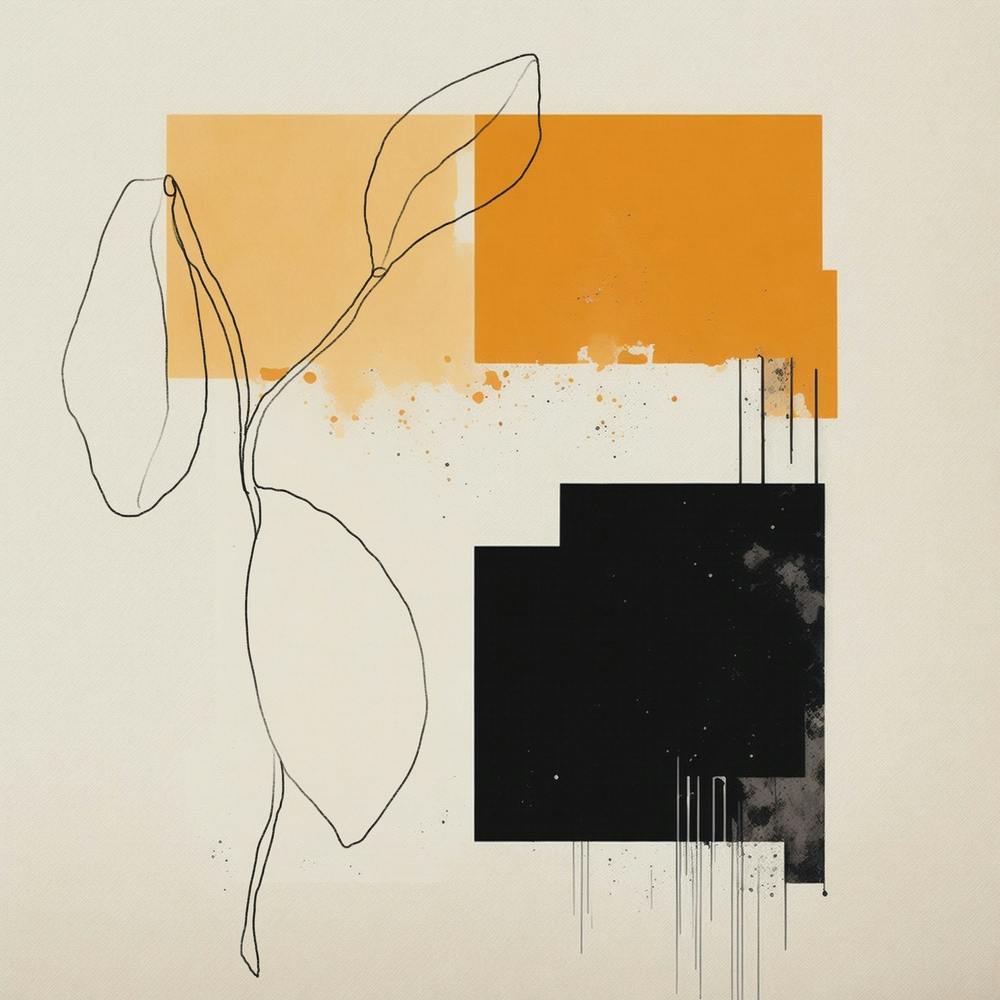 Modern Abstract With Line Flower