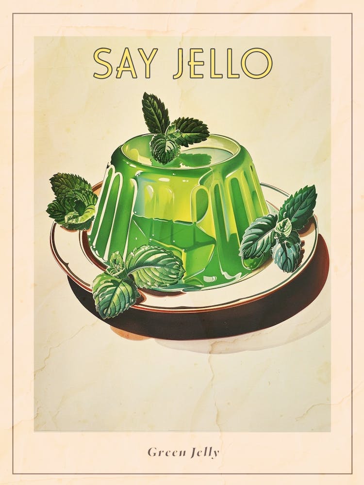 Leuchtend grünes Gelee Vintage Retro Illustration 3 Poster