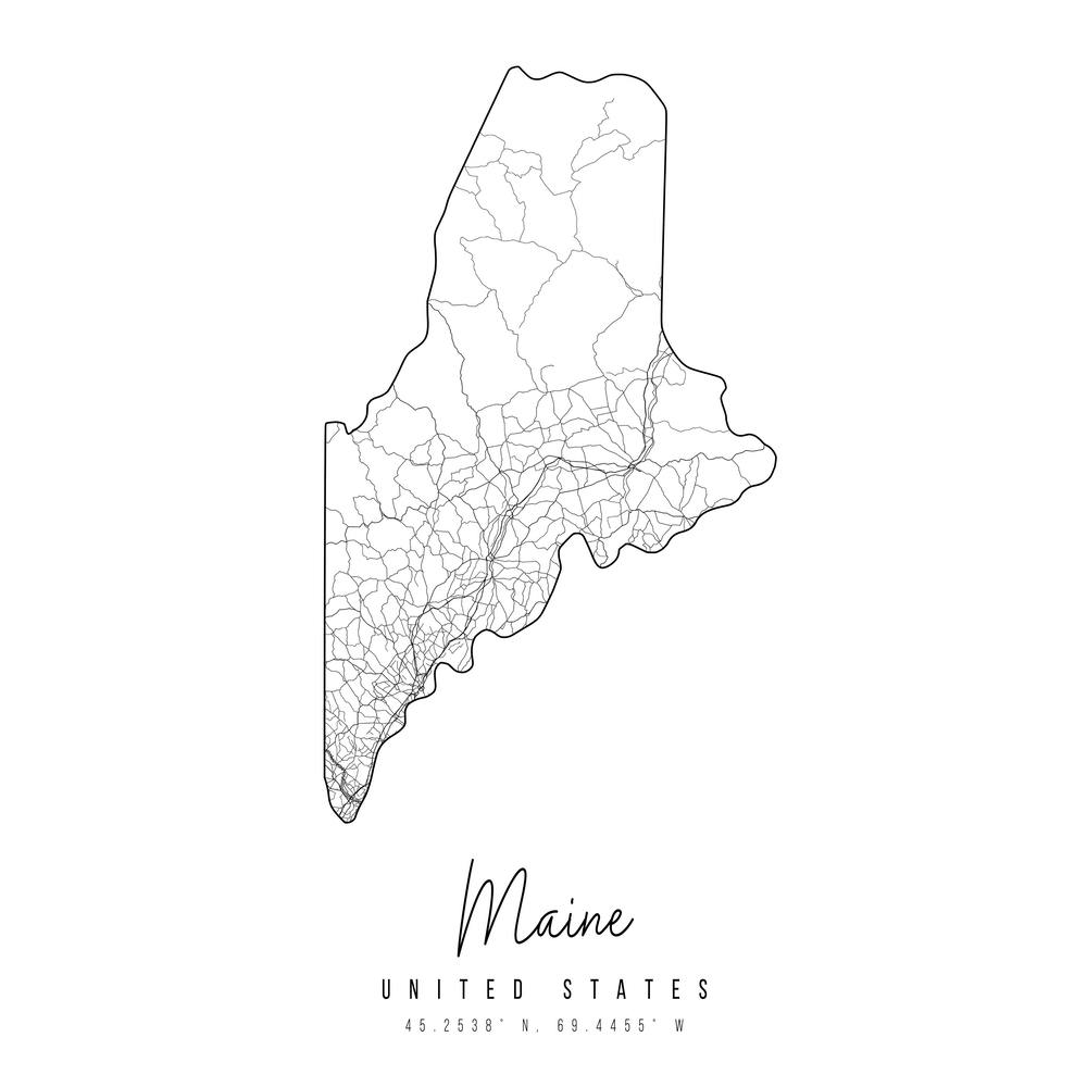 Maine Minimal Street Map Square
