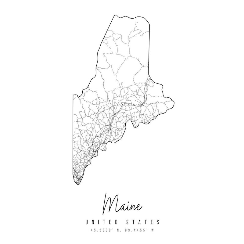 Maine Minimal Street Map Square