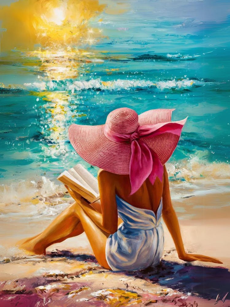 Mädchen liest am Strand