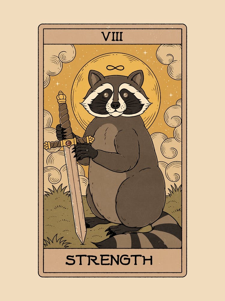 Strenght - Raccoons Tarot