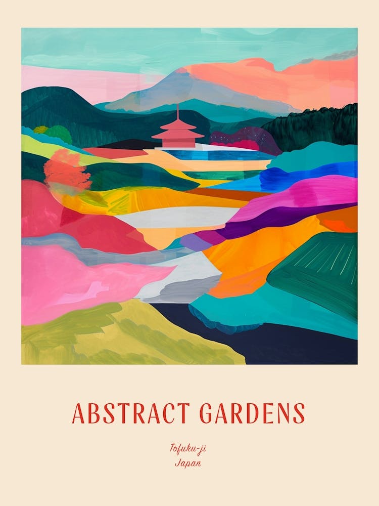 Colourful Gardens Tofuku Ji Japan 1 Red Poster
