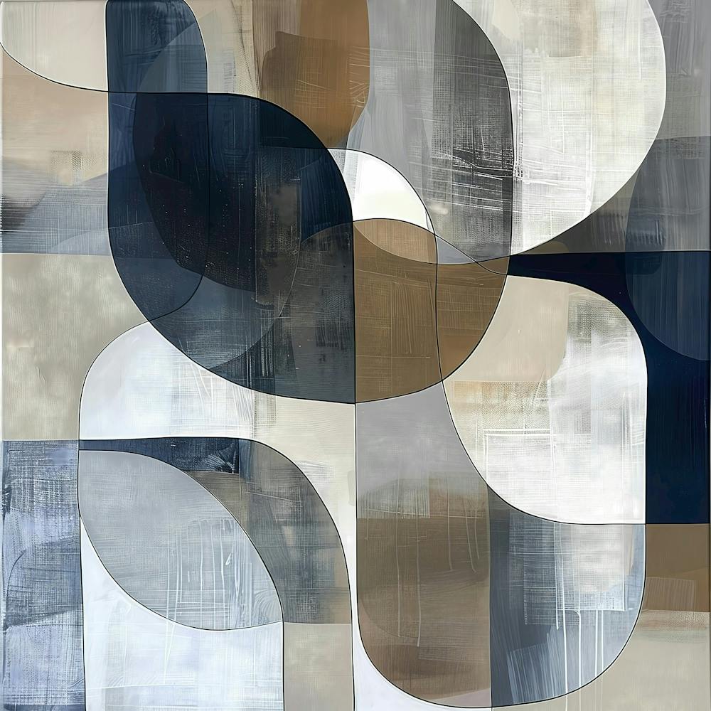 Blue and Beige Abstract Geometric Shapes