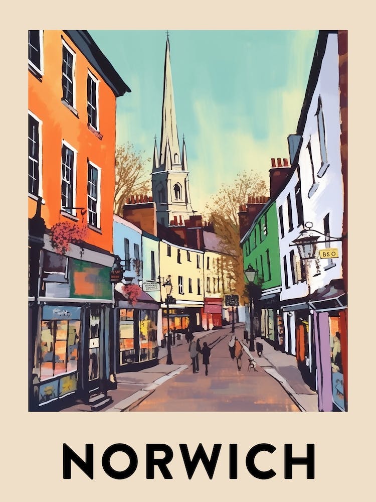 Norwich 2 Vintage Travel Poster
