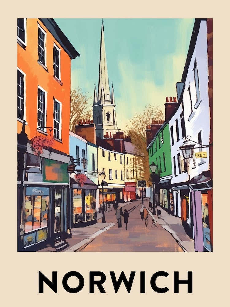 Norwich 2 Vintage Travel Poster