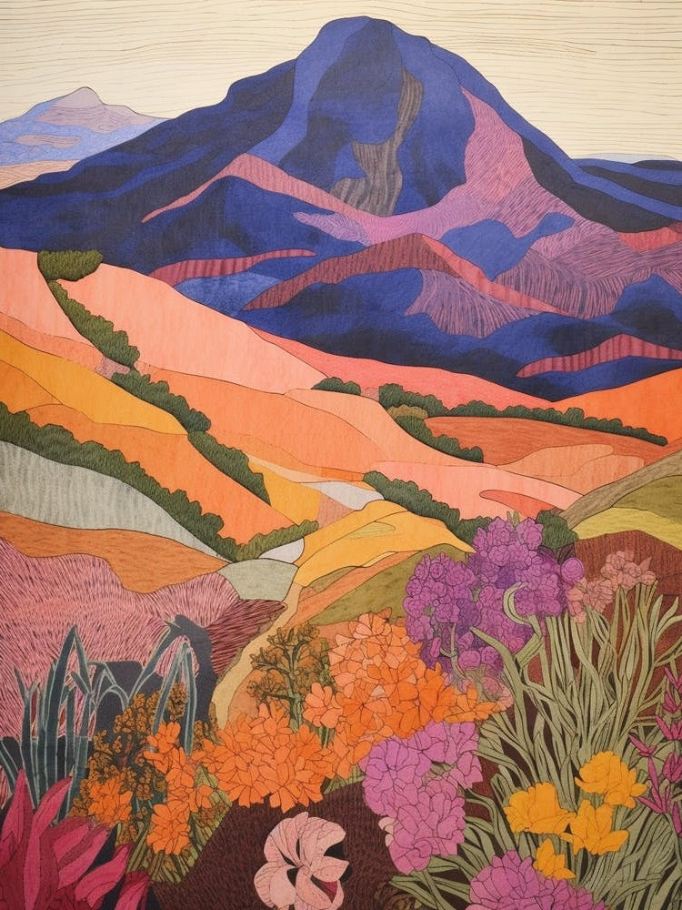 Mount Diablo United States 2 Colourful Mountain Illustration