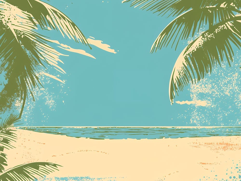 Beach Scene With Palm Trees