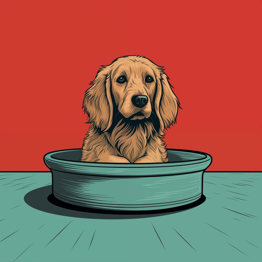 Golden Retriever In A Bowl