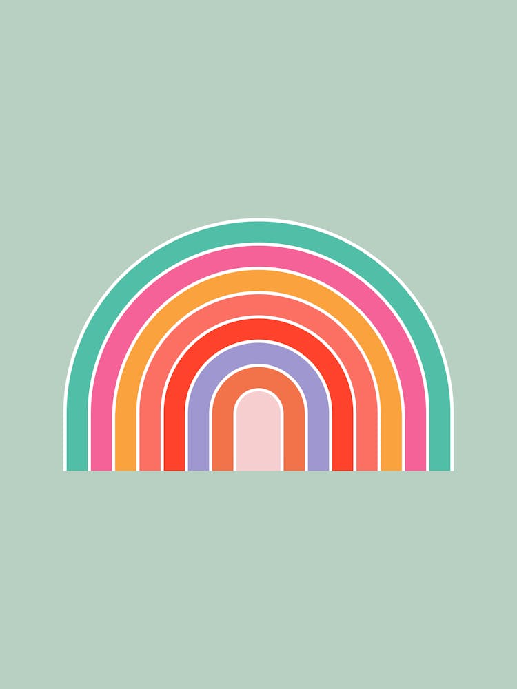 Colorful Rainbow Mint Green
