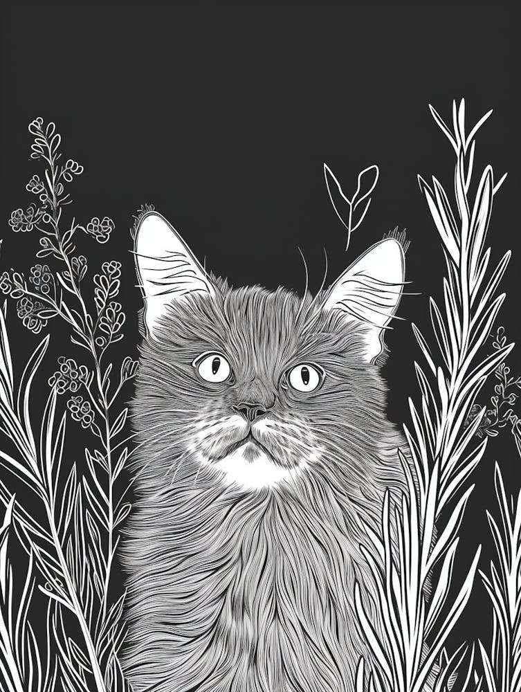 Selkirk Rex Cat Minimalist Illustration 2