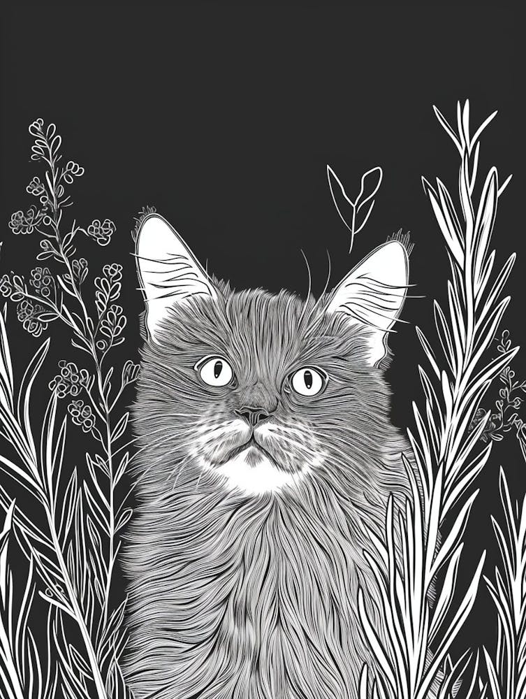 Selkirk Rex Cat Minimalist Illustration 2